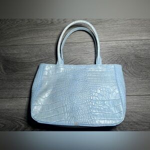 Express Light Blue Crocodile-Embossed Tote